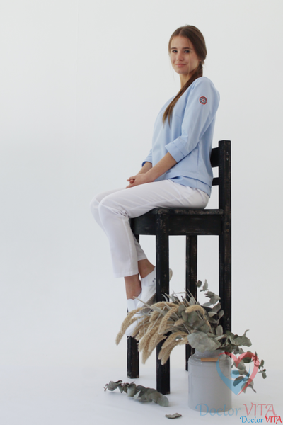 Блуза «Лодочка», голубая