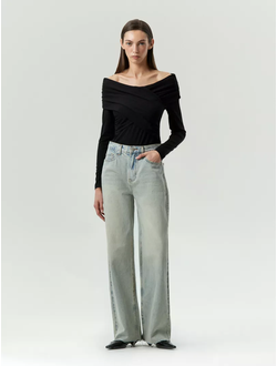 Джинсы Wide Leg (серо-голубой)