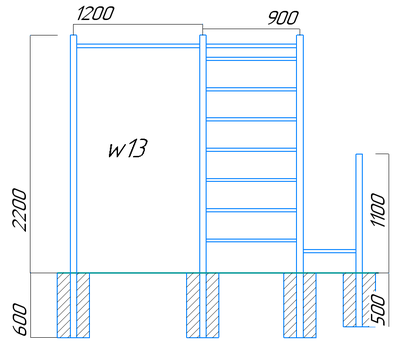 Спортивная площадка Workout W14 + пилон