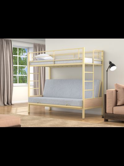 Двухъярусная кровать-диван Дакар 1 Слоновая кость (вставки Дуб молочный) фото