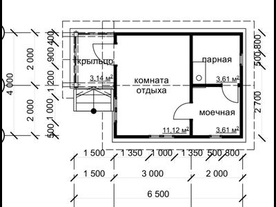 Б-23 ГАБАРИТНЫЕ РАЗМЕРЫ: (4Х6.5М) 1 ЭТАЖ, ОБЩАЯ ПЛОЩАДЬ: 23М²