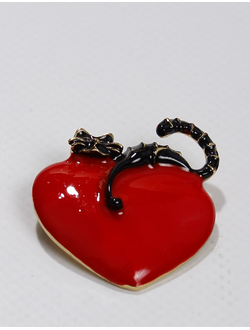 Брошь "Кот на сердце"чёрный