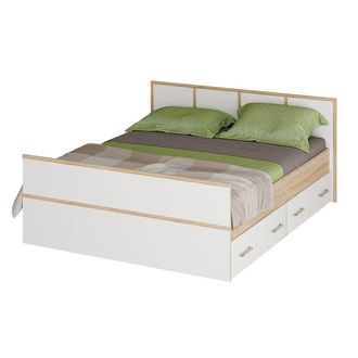 Кровать Сакура Light 1,4 м с ящиками Сонома/Белый (без основания)