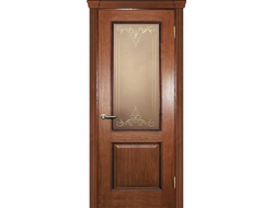 Межкомнатная дверь с витражным стеклом Фрейм 02, шпон дуба