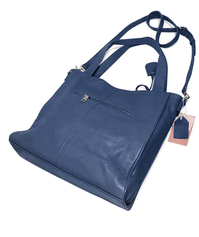 (АРТИКУЛ: 9539/82) СУМКА ЖЕНСКАЯ БОЛЬШАЯ, НАТУРАЛЬНАЯ КОЖА, СИНЯЯ, РУЧКИ И РЕМЕНЬ ЧЕРЕЗ ПЛЕЧО