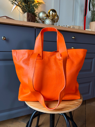 Женская сумка шоппер из натуральной кожи Vera Pelle цвет оранжевый 022033