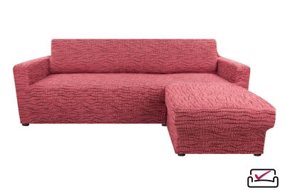 Чехол на угловой диван с правым выступом Тела Ридже Бордовый. ИТАЛИЯ Бренд Еврочехол