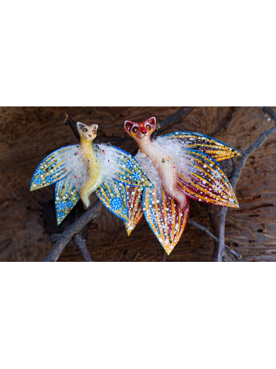 "Бабочка Вогненной Лисички", кулон из глины и шёлка