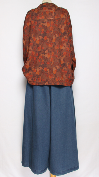 Жакет ХЛОПОК "Нашивка Размытые цветы" терракотовый, красный, коричневый, оранжевый до р.52