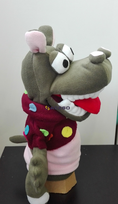 Логопедическая кукла-перчатка Бегемот большой (управляется рот и язык), 35-40 см