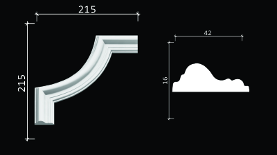 Угловой элемент DECOR-DIZAYN C1-DD301 к молдингу DD301, из дюрополимера, под покраску, 4шт