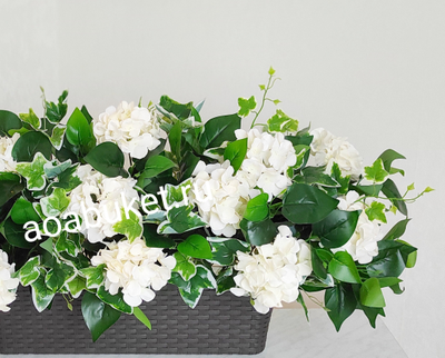 Композиция из искусственных цветов на сцену Белая Гортензия № ОС004/Купить на АОАБУКЕТ.РУ