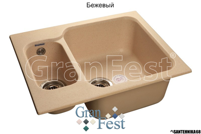 Керамическая мойка Granfest Гранфест STANDART GF-S615K реверсивная 2 секционная мойка