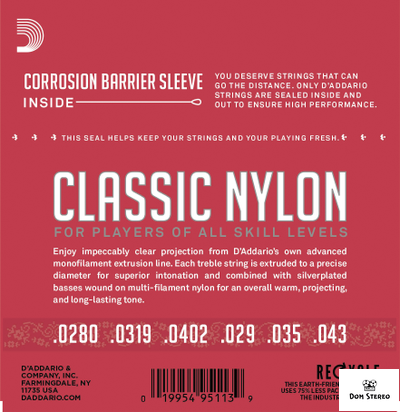 D'ADDARIO EJ27N STUDENT NYLON NORMAL TENSION струны для классической гитары, нейлоновые