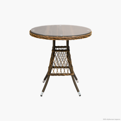 Стол ПРОВАНС круглый/стекло 70см из ротанга