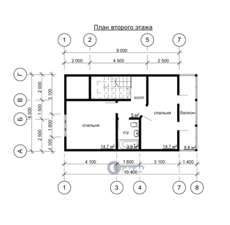 ДЖ-13 ГАБАРИТНЫЕ РАЗМЕРЫ: (9Х10,4М) 1,5 ЭТАЖА, ОБЩАЯ ПЛОЩАДЬ: 147.3М²