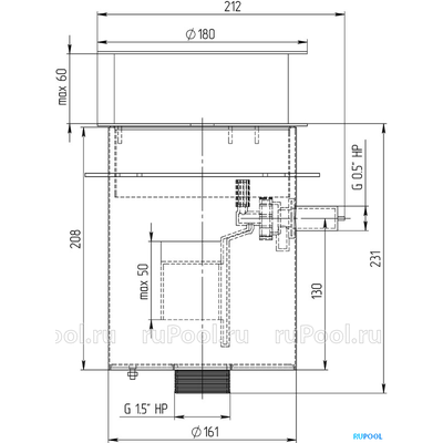 Регулятор уровня воды из нерж.стали без клапана, AISI 316