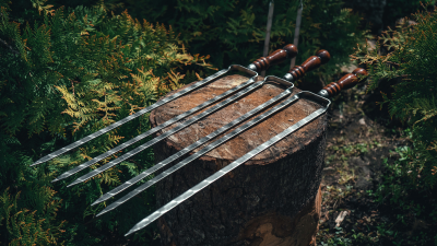 Двойной шампур с деревянной ручкой (шампур-вилка) 10*3мм*45 см