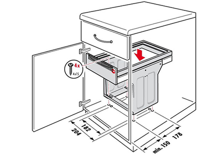 Встраиваемое ведро для мусора 31л Tandem Hailo