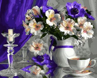 Картина по номерам 40х50 GX 29001 Цветы и чай