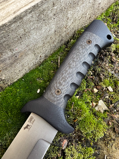 Подарочный нож 6Х9С сталь ELMAX, рукоять комбинированная G10 и карбон