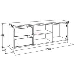 Ольга 13 ЛДСП Тумба для ТВ (1500*568*400мм), ясень анкор темный/ясень анкор светлый