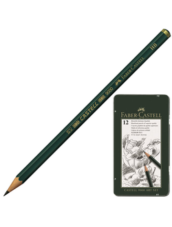 Карандаши чернографитные FABER-CASTELL, НАБОР 12 шт., "Castell 9000 Art Set", 2H-8B, металлическая коробка, 119065