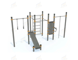 СК63 Спортивный комплекс с гимнастическими кольцами, тремя турниками, канатом, шведской стенкой, брусья, лавка для упражнений на пресс наклонная