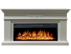 Линейный электрокамин Bergamo WT с очагом Vision 42 LOG LED