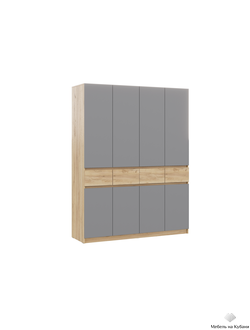 Бостон Лайт Шкаф ШК-004 (4-ств.) Дуб Крафт золотой / Серый шифер