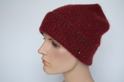 Красная шапка вязаная одинарная с отворотом Vizio Италия 8052 CRYO