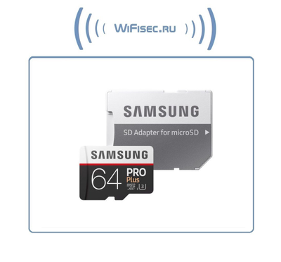 Карта памяти 64ГБ Samsung "PRO Plus MB-MD64GA/RU" microSD XC UHS-I Class10 + адаптер