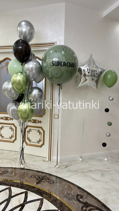 Оформление комнаты воздушными шарами цепочками с пузырями (50шт)