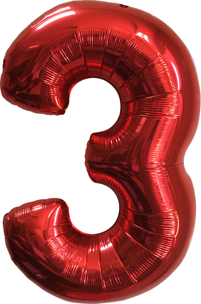 Воздушный шар фольгированный &quot;ЦИФРА 3. КРАСНЫЙ