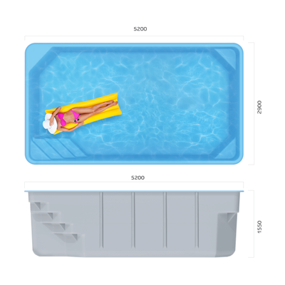 Композитный бассейн 5,2 х 2,9 х 1,55 "Хортен" Franmer