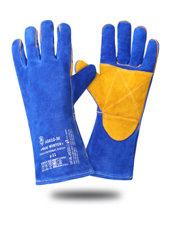 Краги утеплённые спилковые пятипалые