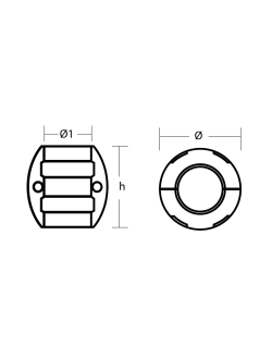 Цинковый анод Tecnoseal Standard 00511М Ø82x76мм для гребных валов Ø44.4мм