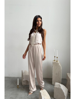 Брюки из переливающегося шелка (бежевый)