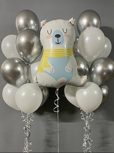 Набор из шаров с гелием "Полярный мишка в шарфике"