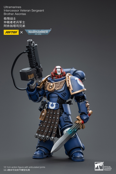 Интерцессор-ветеран Ультрамаринов (Warhammer 40k) - КОЛЛЕКЦИОННАЯ ФИГУРКА 1/18 Ultramarines Intercessor Veteran Sergeant Brother Aeontas (JT4386) - JOYTOY