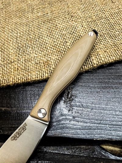 Фрикционный складной нож Канадец Малый сталь ELMAX, рукоять G10 тан