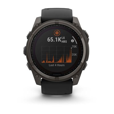 Умные часы Garmin Fenix 8 - 51 мм Solar, Sapphire титановый угольно-серый с DLC-покрытием и черным ремешком (010-02907-11)
