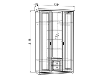 Модульная спальня Белла шкаф 3-х ств.Размер: ш=1288 мм, г=595 мм, в=2148 мм