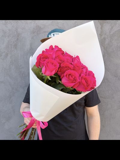 Букет розовых роз Эквадор премиум 15 шт