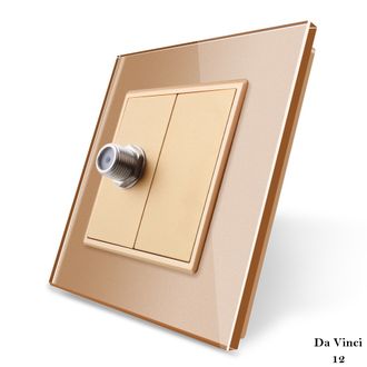 Спутниковая SAT розетка Livolo золотого цвета