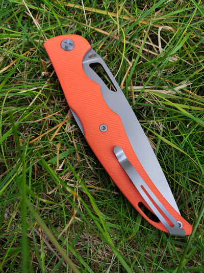 Складной нож Кайман XL сталь AUS-10, рукоять G10, цвет оранжевый