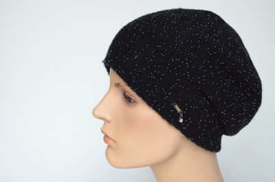 Берет с бисером вязаный Vizio Италия 1082 черный