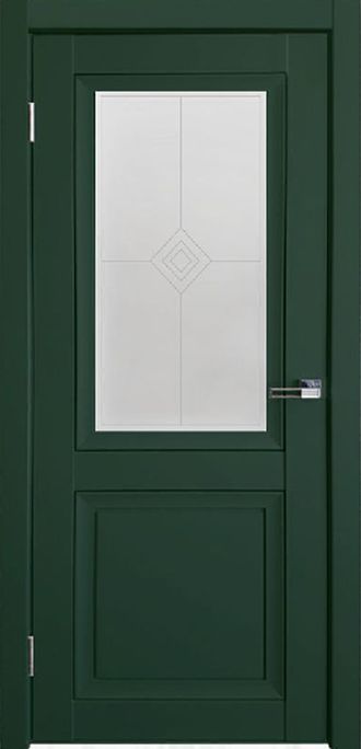 дверь Деканто зеленый бархат остекленная