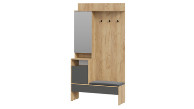 Прихожая Эвита Тип 2 - Секция комбинированная Тип 2 Дуб Крафт золотой/Графит