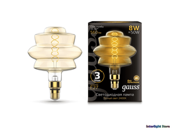 Gauss LED Vintage Filament BD180 Flexible Golden 8w 824 E27
